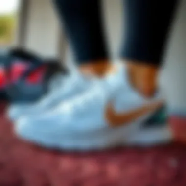 Aesthetic display of Nike ankle shoes alongside workout gear