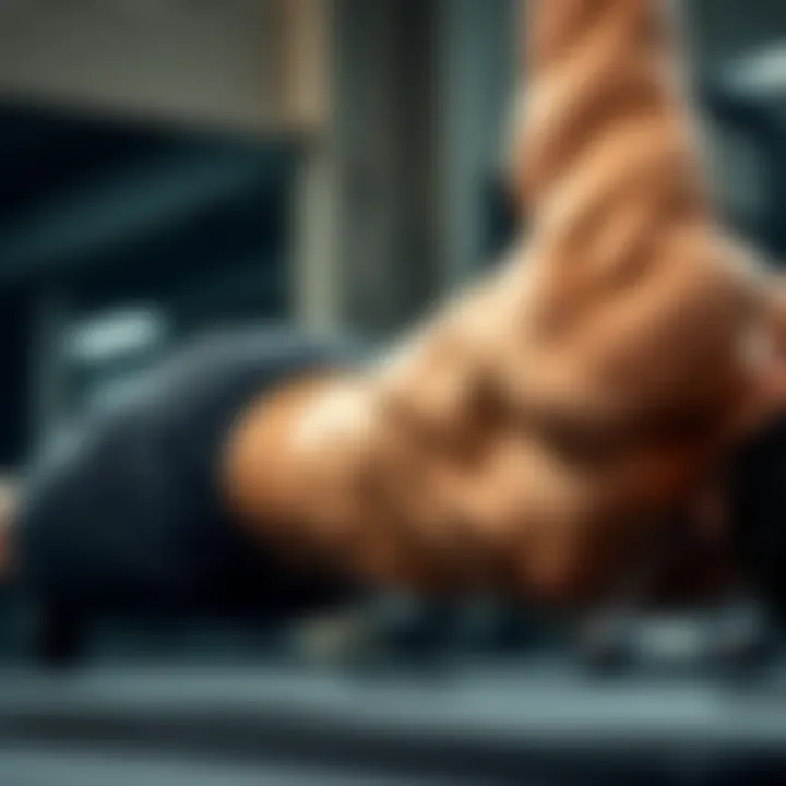Close-up of core muscles engaged during a plank exercise