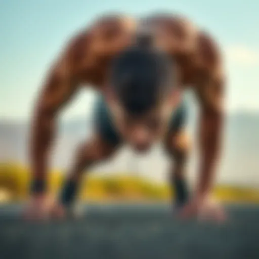 Focused individual holding a plank position in a serene environment