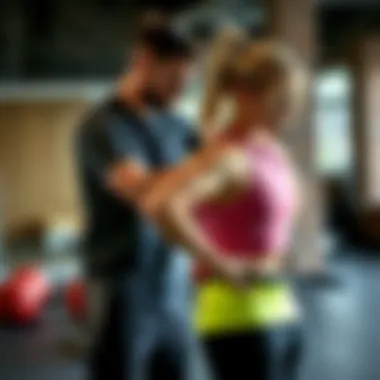 Personal trainer guiding a client through butt reduction workout