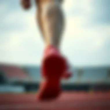 Athlete using Salomon red shoes during a sports event