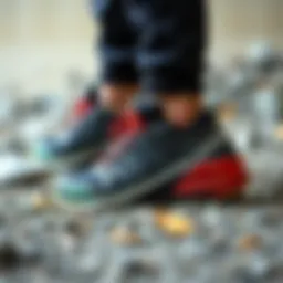 Showcasing the intricate design of Salomon shoes