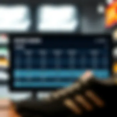 A digital interface displaying shoe size charts