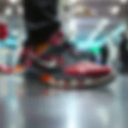 A dynamic display of Skechers footwear showcasing innovative designs