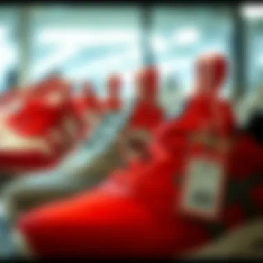 Price tags of different Skechers styles displayed prominently