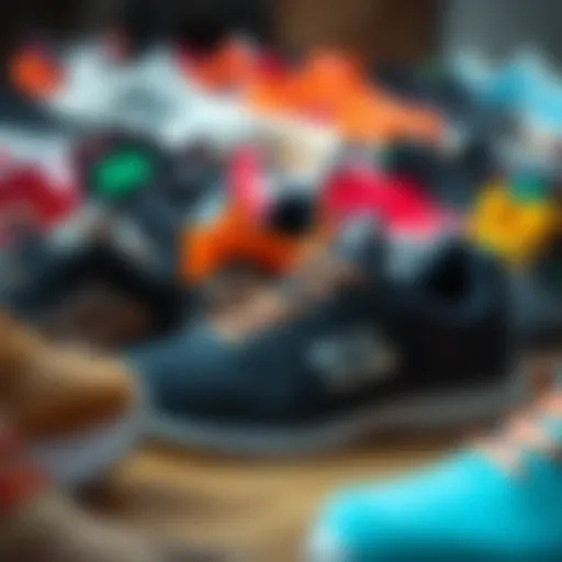A collection of Skechers shoes in various styles and colors