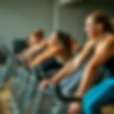 Engaging Group Spinning Session Group of individuals enjoying a spinning session