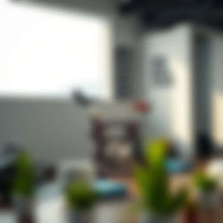 A serene workout space featuring a stationary bike and motivational quotes