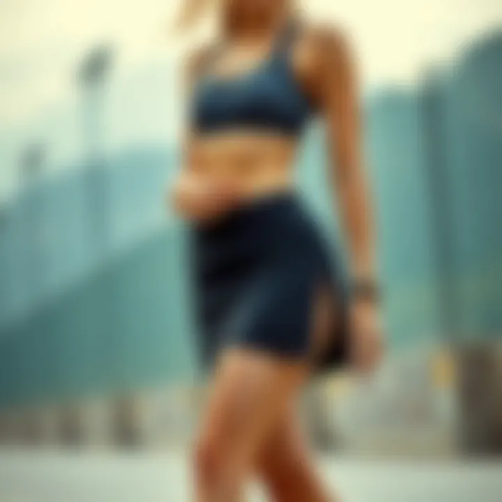 Fashionable athlete showcasing a sporty skirt