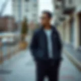 Stylish tracksuit ensemble showcased in an urban setting