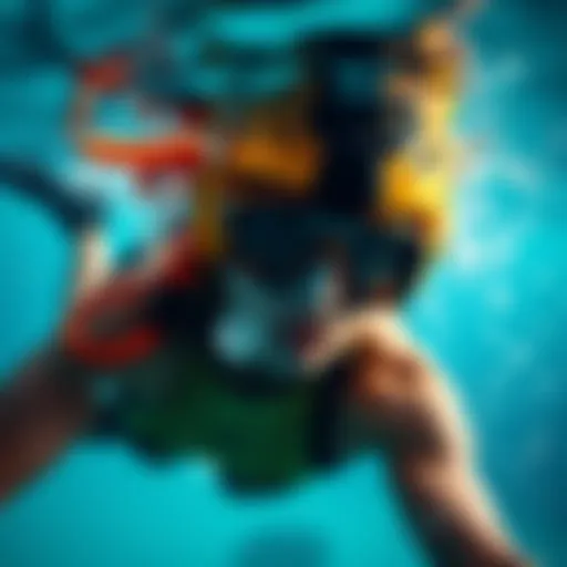 Diverse underwater sports activities
