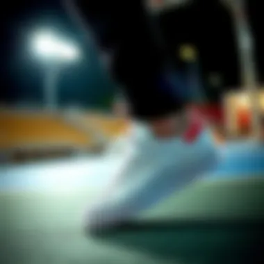 Athlete wearing superstar sneakers during a sport activity