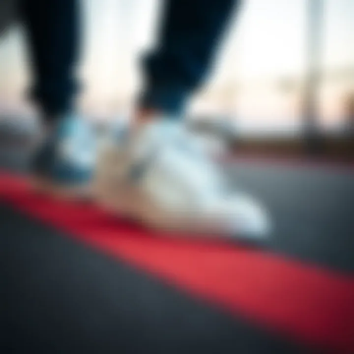 A stylish pair of superstar sneakers on a vibrant background