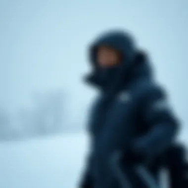 A model showcasing the Arctic Parka in a snowy environment