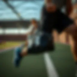 Stylish Under Armour shorts bag displayed in an outdoor gym setting