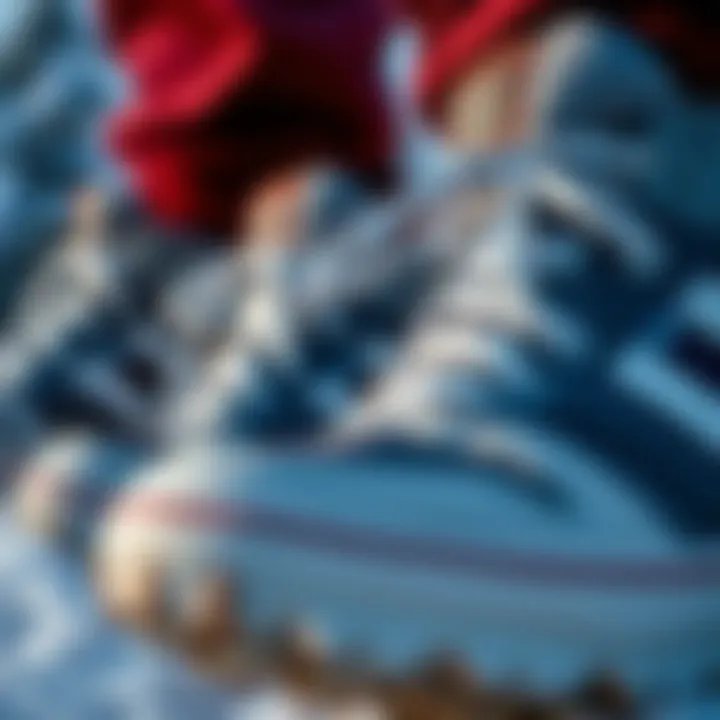 Close-up of high-quality materials used in winter shoes
